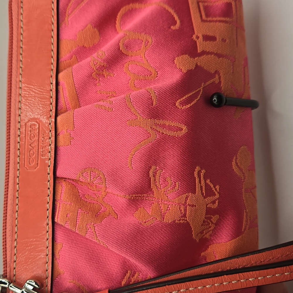 EUC Coach Vibrant Pink and Orange Wristlet
